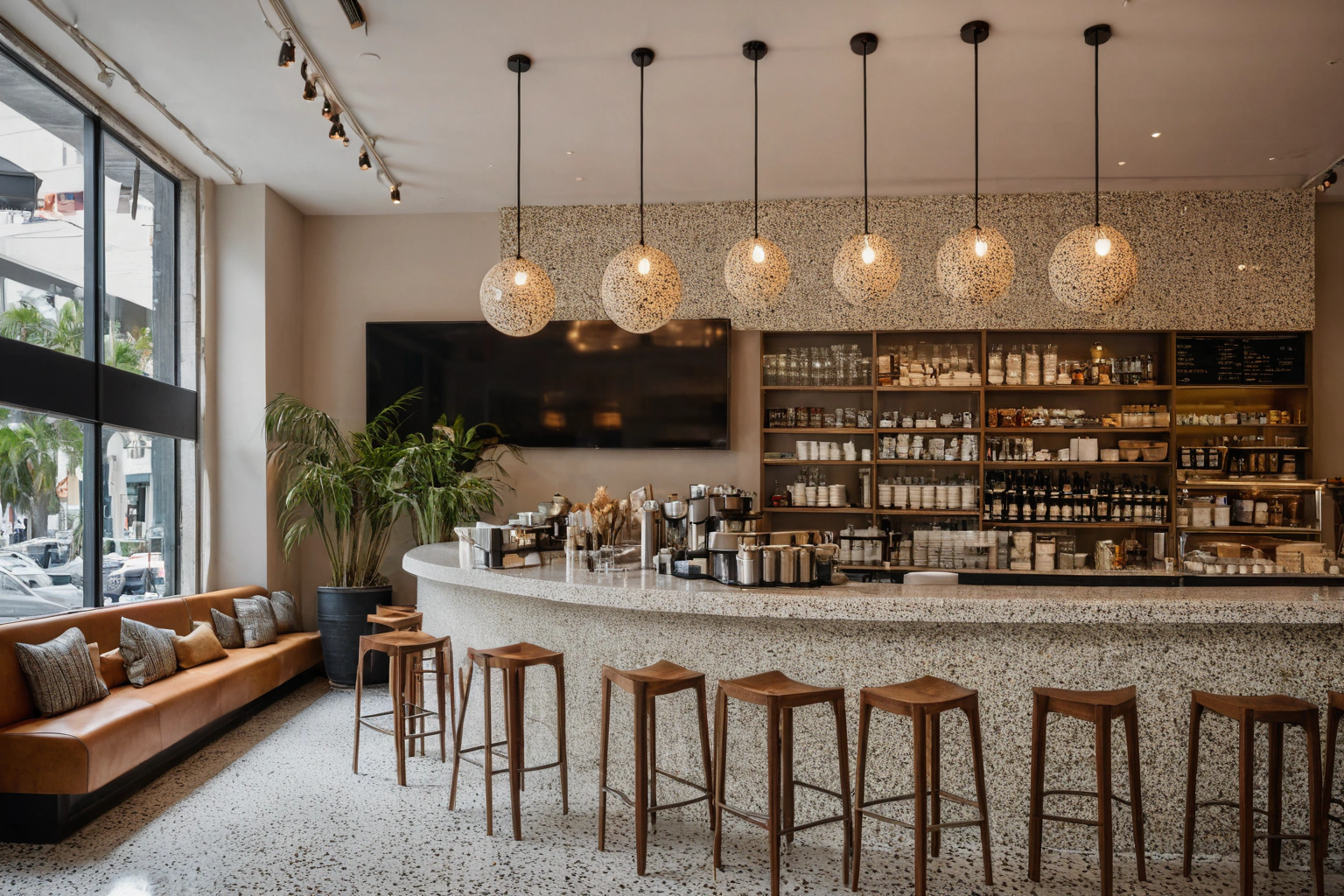 Designer cafe interior in a Dubai design district