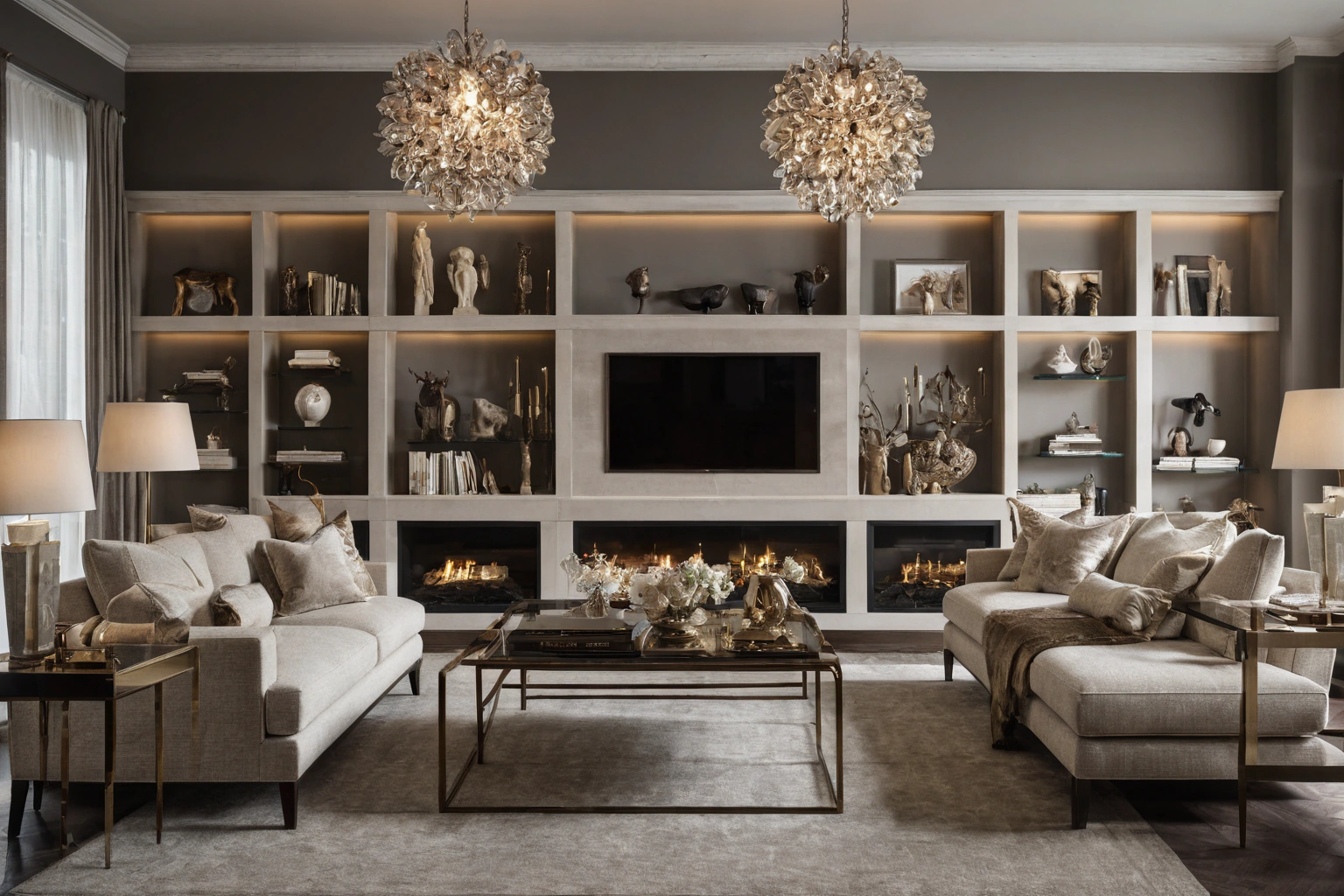 Furniture showroom staged as a complete living room set